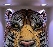 Edge Sculpture - Tiger Bust Brown